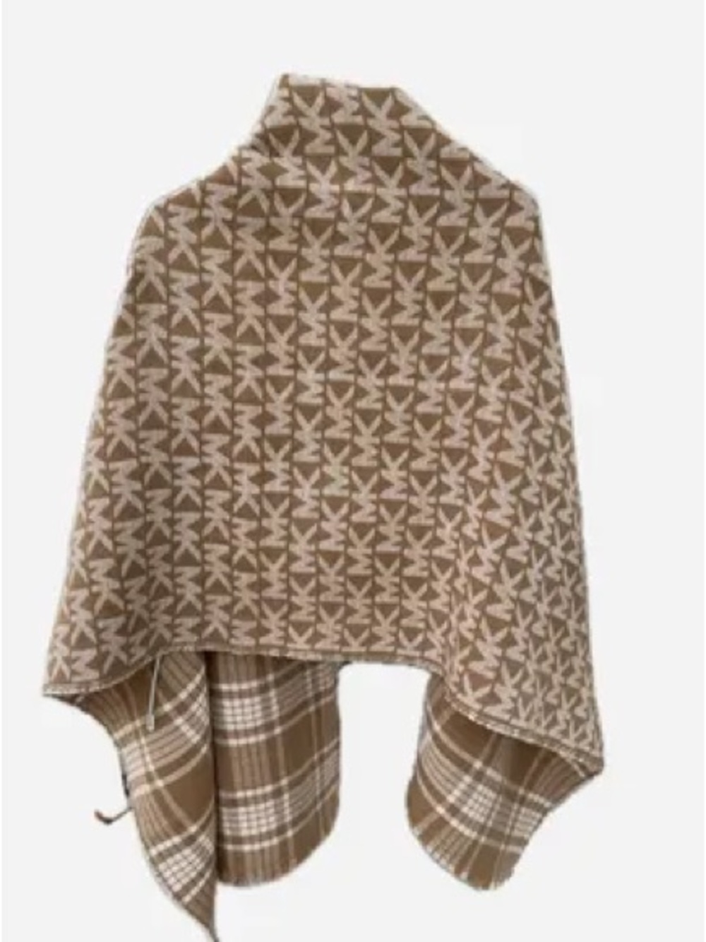 MK Plaid Reversible Ruana Logo One Size - Picture 5 of 6
